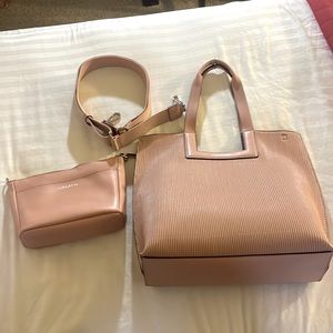 Calvin Klein bette ribbed tote and crossbody bag